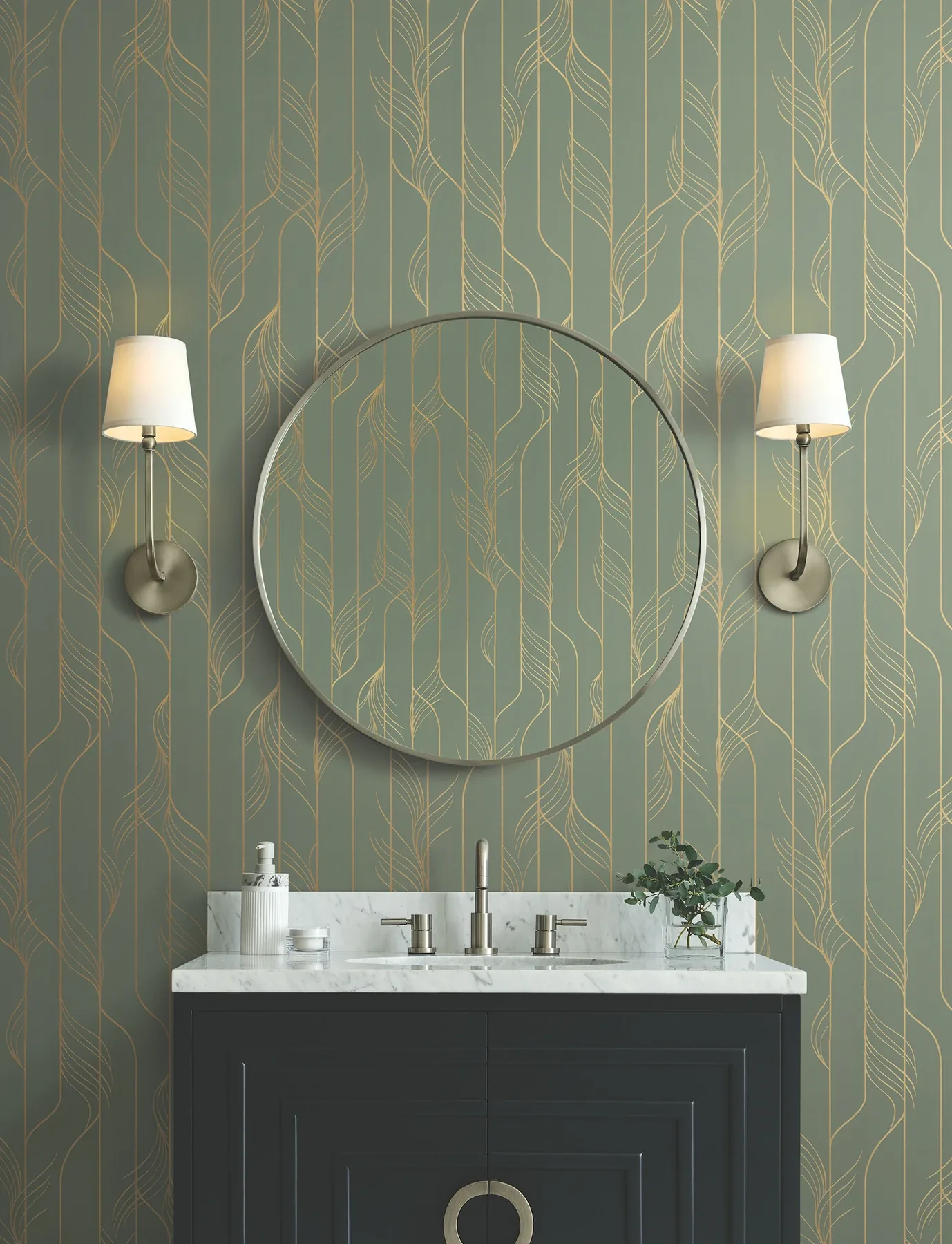 York Designer Series Elemental Thread Green & Gold Wallpaper - SKU DF3306