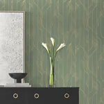 York Designer Series Elemental Thread Green & Gold Wallpaper - SKU DF3306