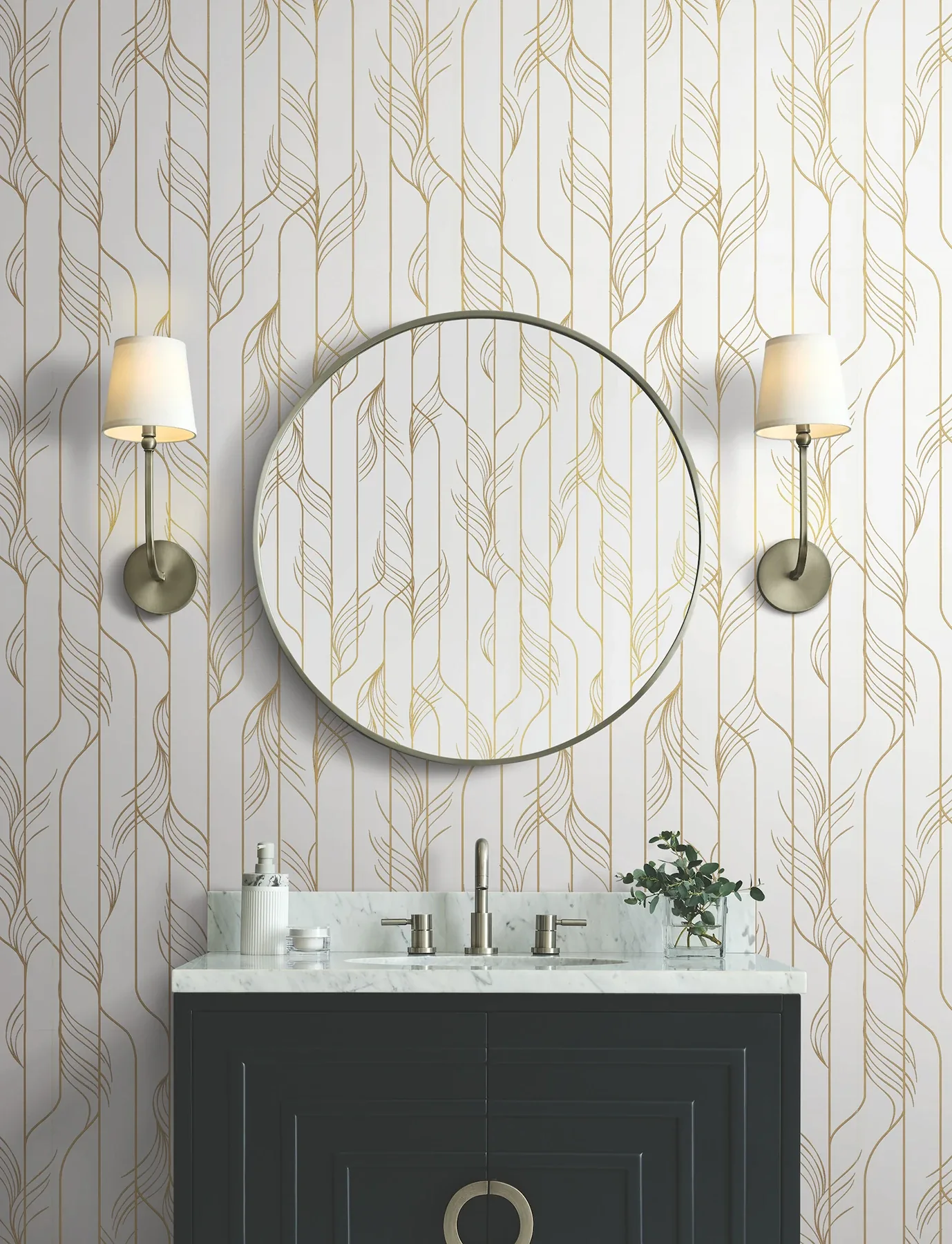 York Designer Series Elemental Thread White & Gold Wallpaper - SKU DF3301