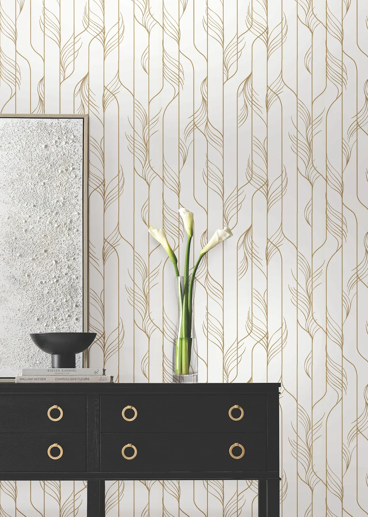 York Designer Series Elemental Thread White & Gold Wallpaper - SKU DF3301
