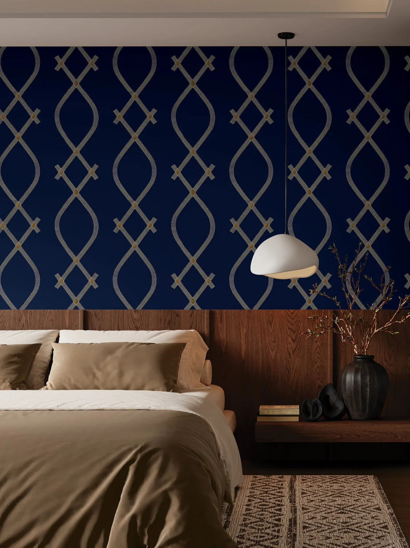 York Designer Series Ellena Navy Wallpaper | Wallpaper Twins York Designer Series Ellena Navy Wallpaper - SKU ZA8032