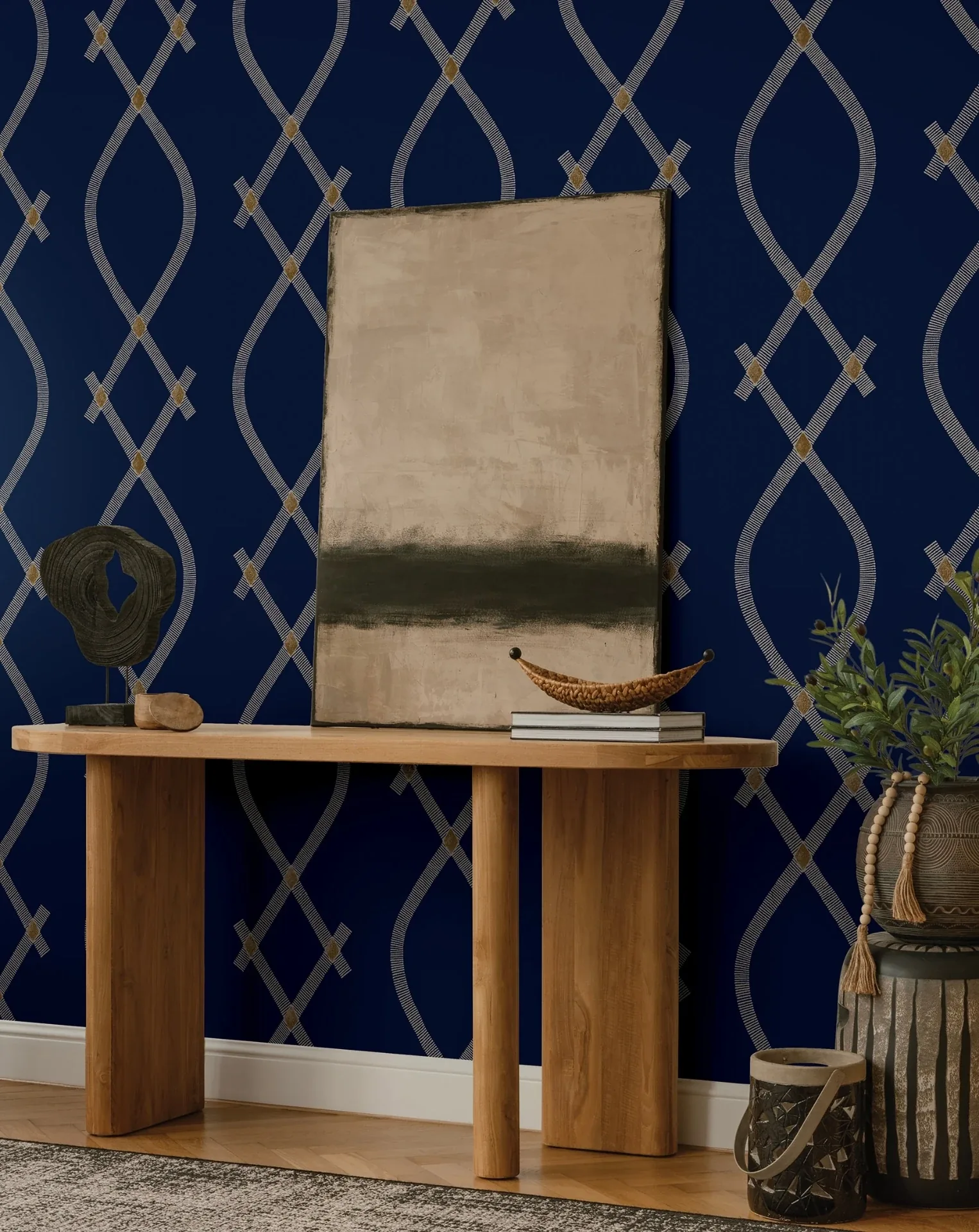 York Designer Series Ellena Navy Wallpaper | Wallpaper Twins York Designer Series Ellena Navy Wallpaper - SKU ZA8032