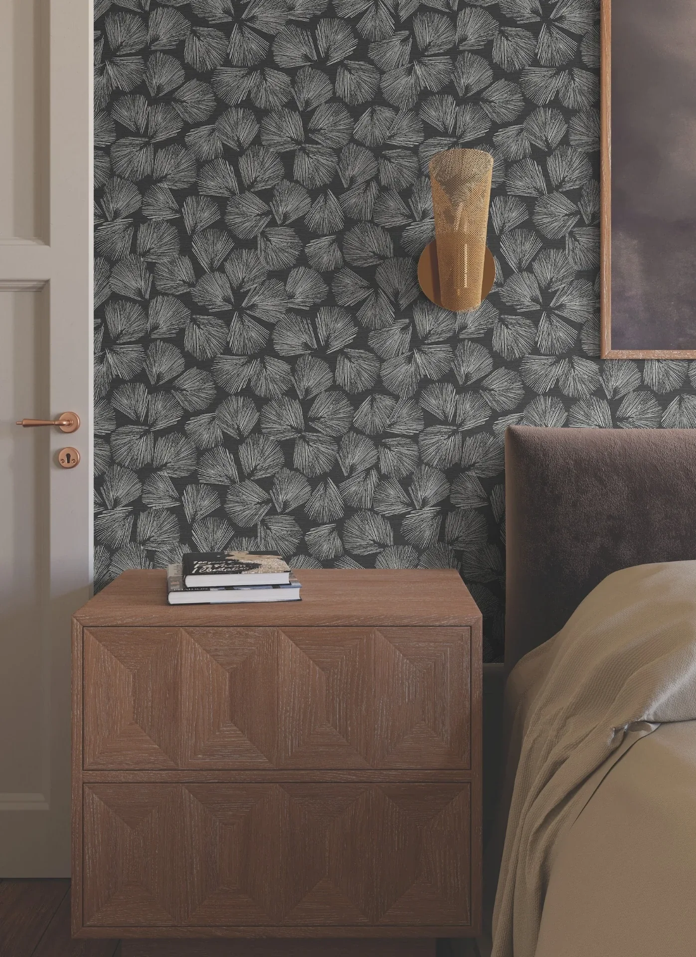 York Designer Series Elora Leaf Black Wallpaper | Wallpaper Twins York Designer Series Elora Leaf Black Wallpaper - SKU LM5351