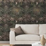 York Designer Series Enchanted Garden Chocolate Tropical Wallpaper | Wallpaper Twins York Designer Series Enchanted Garden Chocolate Tropical Wallpaper - SKU VR1529