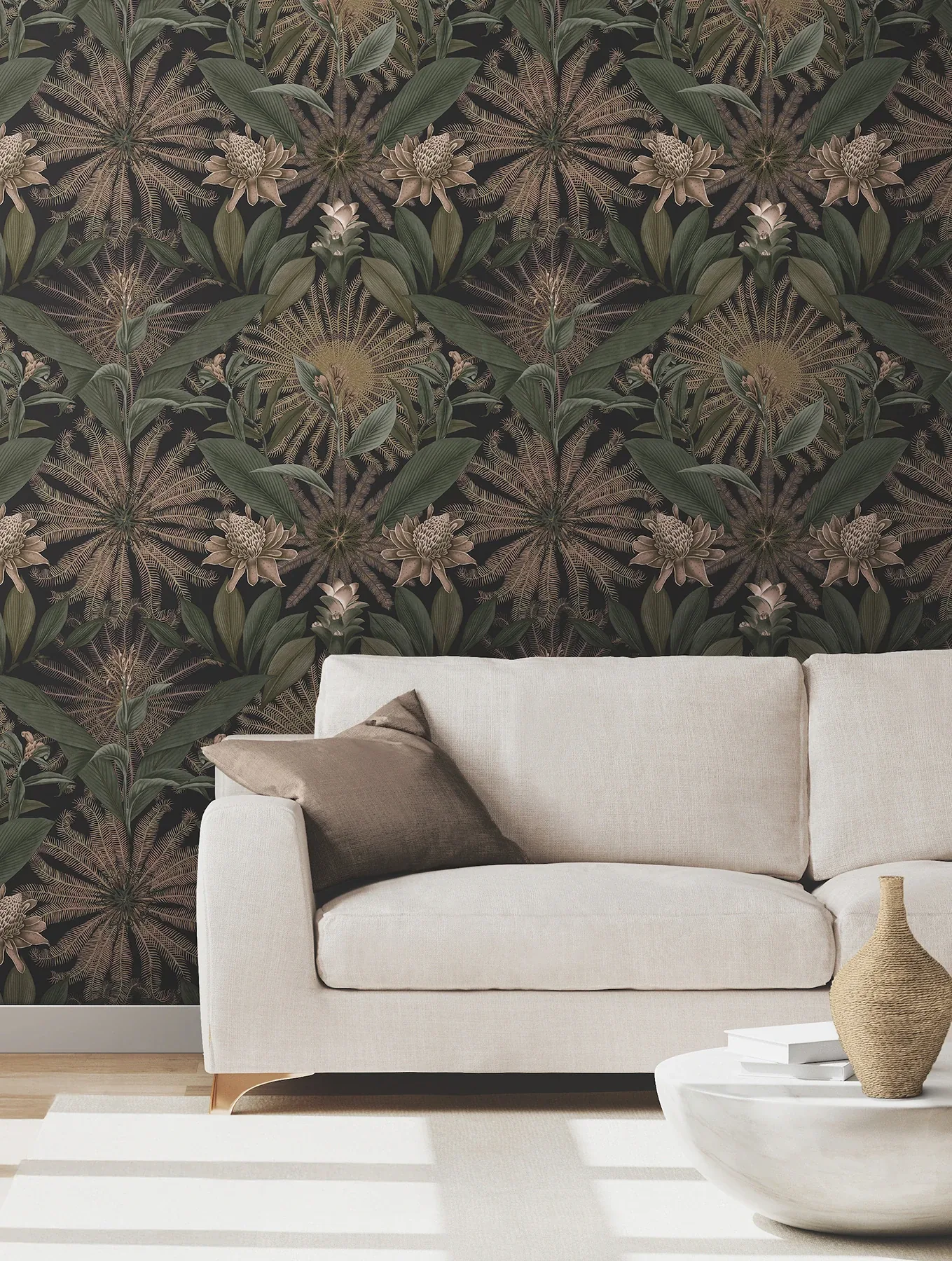 York Designer Series Enchanted Garden Chocolate Tropical Wallpaper | Wallpaper Twins York Designer Series Enchanted Garden Chocolate Tropical Wallpaper - SKU VR1529