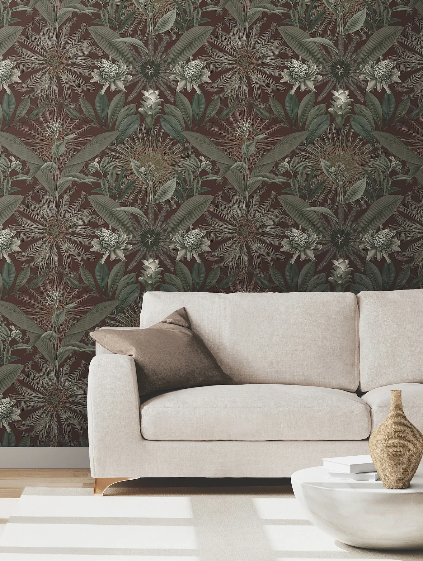 York Designer Series Enchanted Garden Maroon Tropical Wallpaper | Wallpaper Twins York Designer Series Enchanted Garden Maroon Tropical Wallpaper - SKU VR1528
