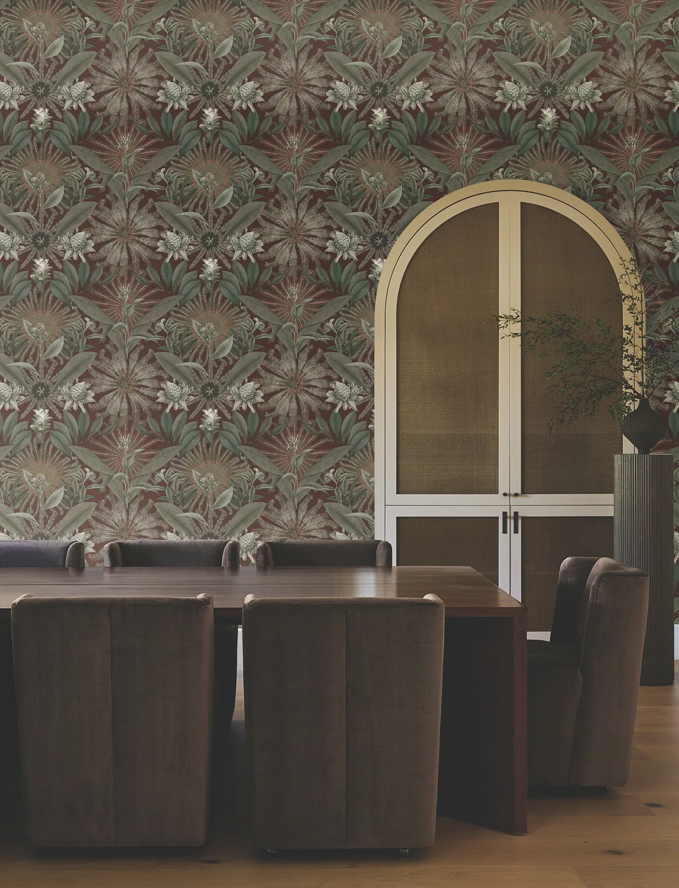 York Designer Series Enchanted Garden Maroon Tropical Wallpaper | Wallpaper Twins York Designer Series Enchanted Garden Maroon Tropical Wallpaper - SKU VR1528