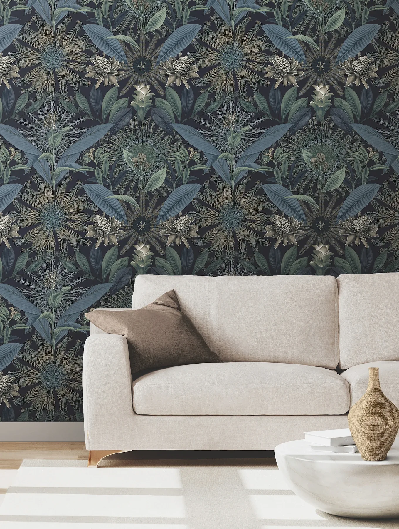 York Designer Series Enchanted Garden Navy Tropical Wallpaper | Wallpaper Twins York Designer Series Enchanted Garden Navy Tropical Wallpaper - SKU VR1532