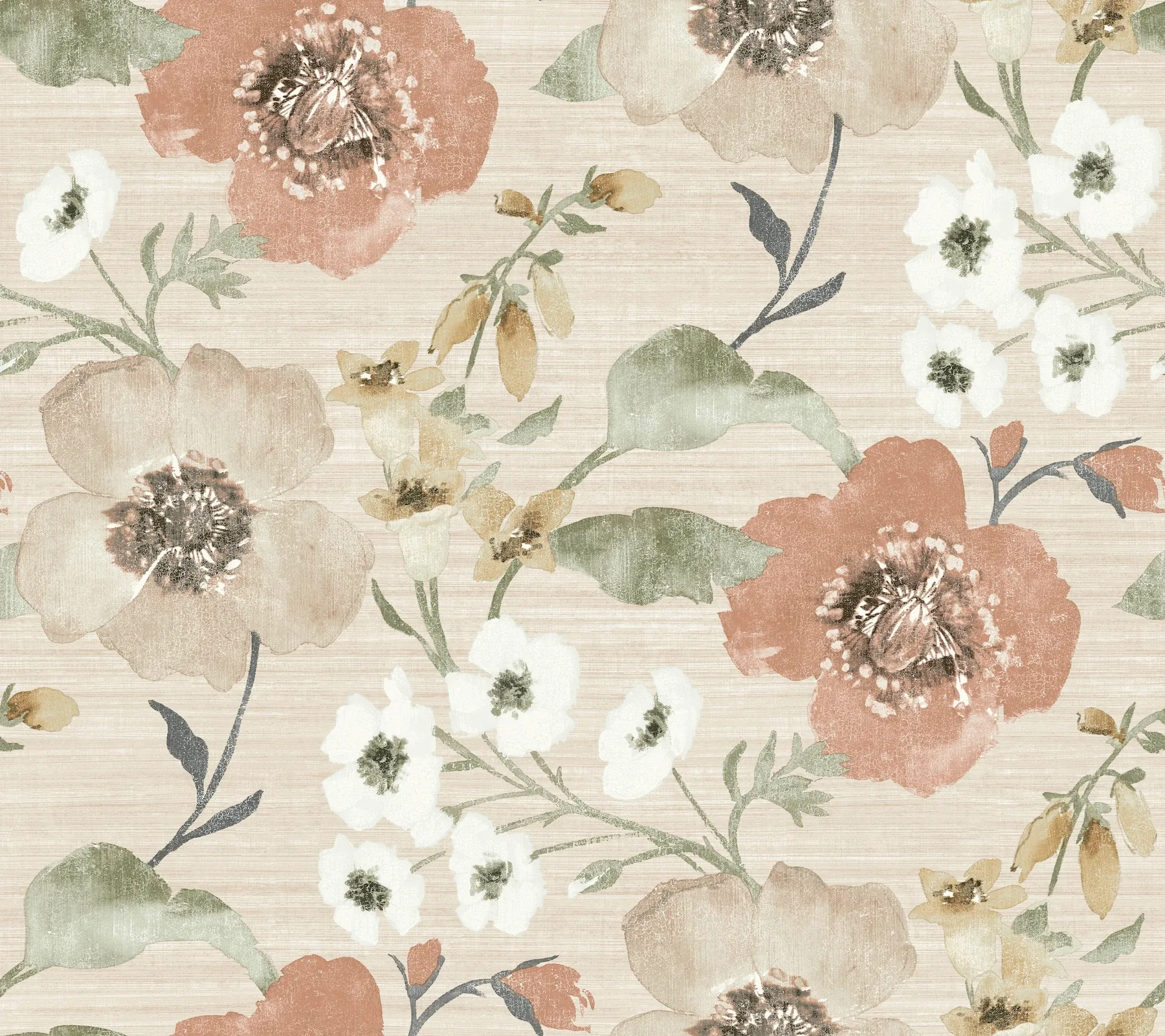 York Designer Series Evelyn Apricot Floral Wallpaper - SKU LL3201