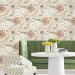 York Designer Series Evelyn Apricot Floral Wallpaper - SKU LL3201