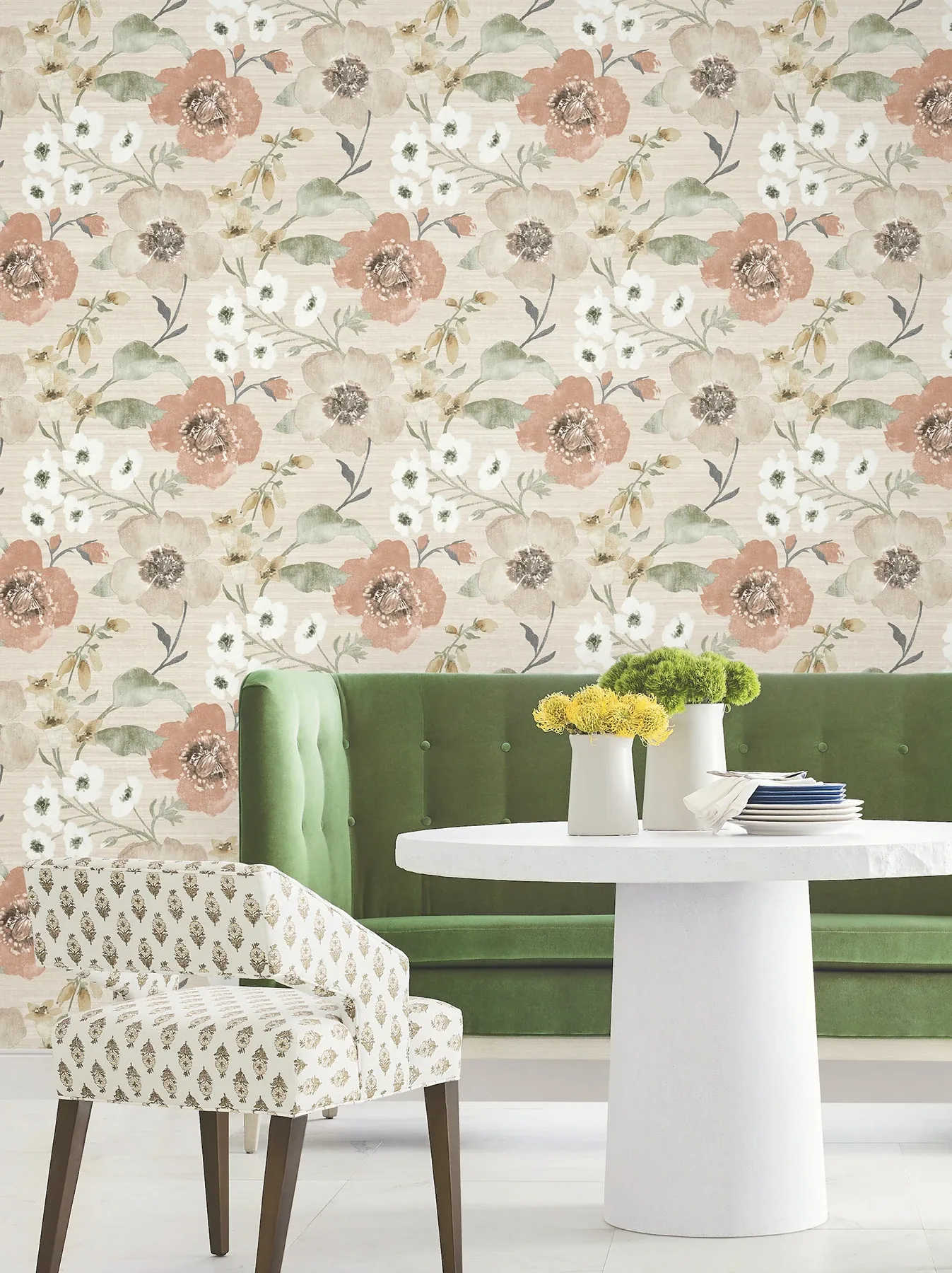 York Designer Series Evelyn Apricot Floral Wallpaper - SKU LL3201