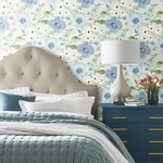 York Designer Series Evelyn Blue Floral Wallpaper | Wallpaper Twins York Designer Series Evelyn Blue Floral Wallpaper - SKU LL3203