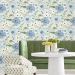 York Designer Series Evelyn Blue Floral Wallpaper | Wallpaper Twins York Designer Series Evelyn Blue Floral Wallpaper - SKU LL3203