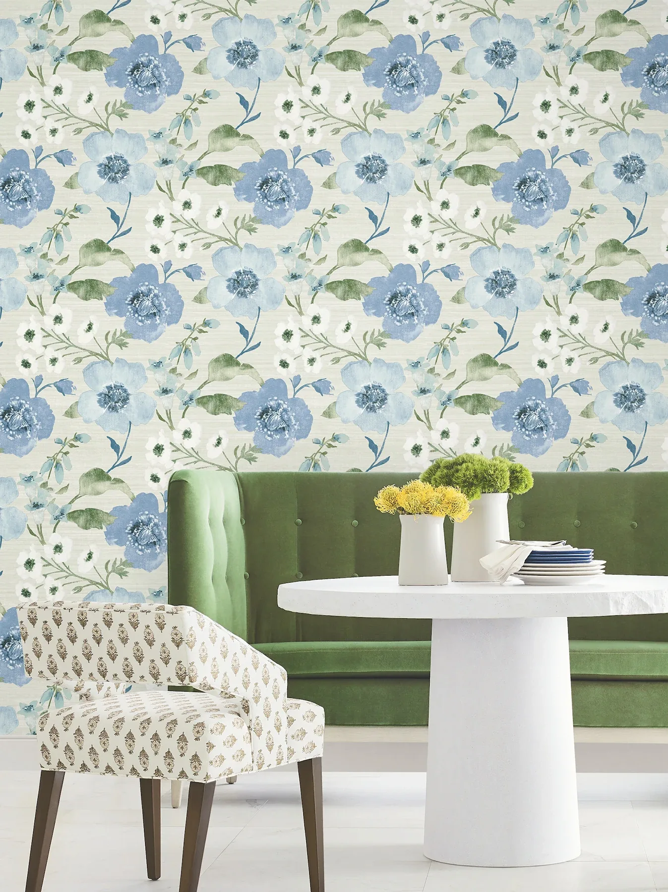 York Designer Series Evelyn Blue Floral Wallpaper | Wallpaper Twins York Designer Series Evelyn Blue Floral Wallpaper - SKU LL3203