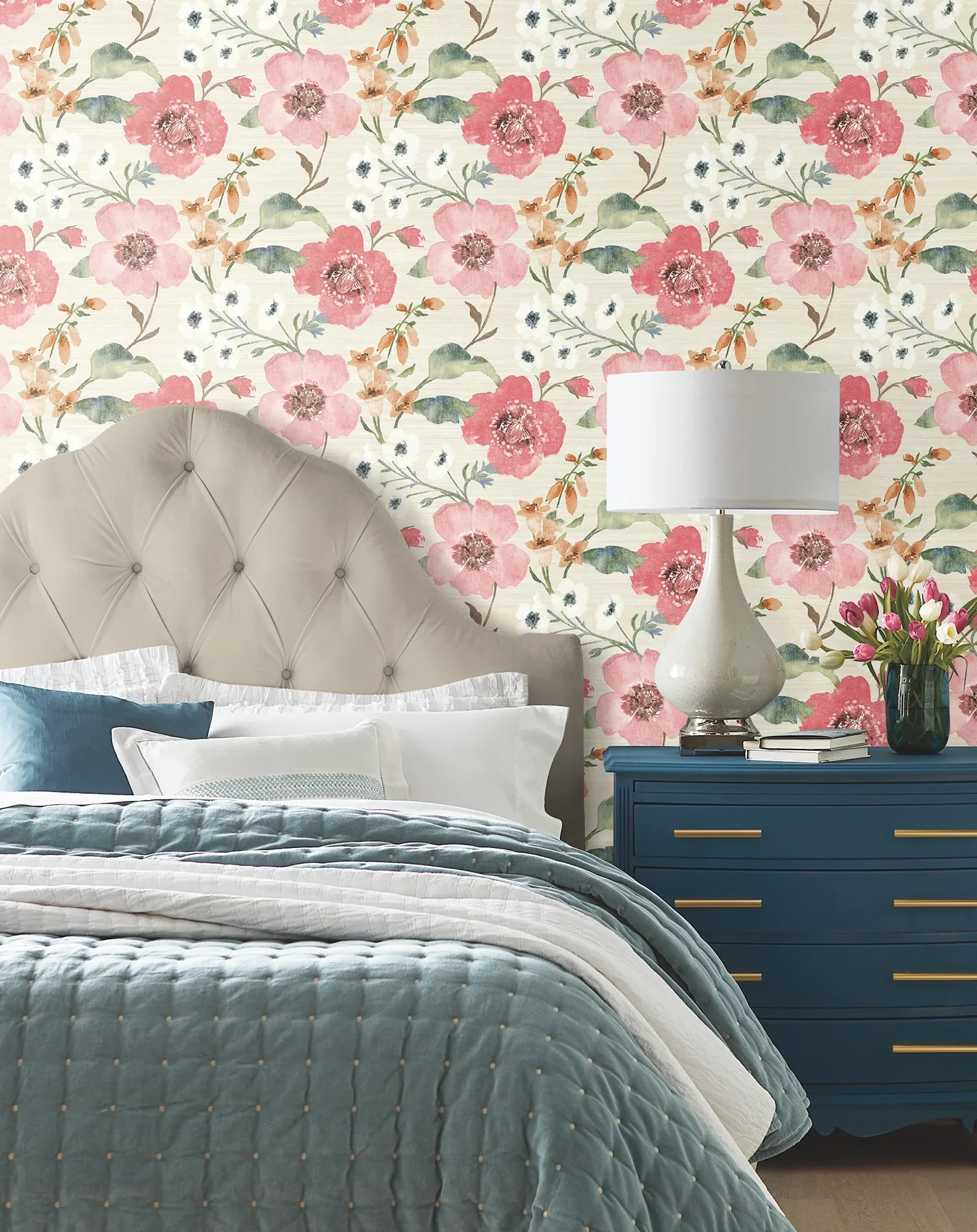 York Designer Series Evelyn Pink Floral Wallpaper - SKU LL3200