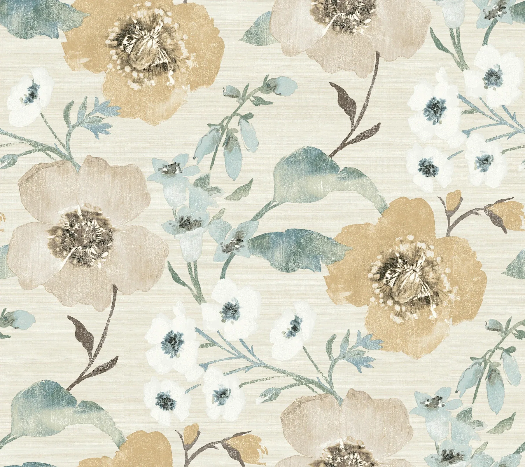 York Designer Series Evelyn Wheat Floral Wallpaper - SKU LL3204