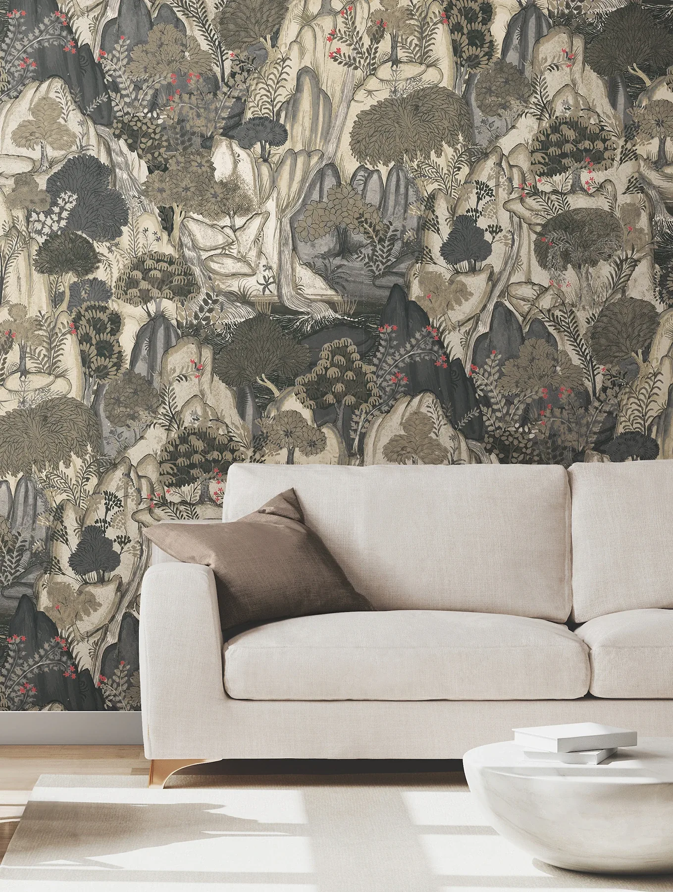 York Designer Series Falling Waters Neutral Scenic Wallpaper - SKU VR1555