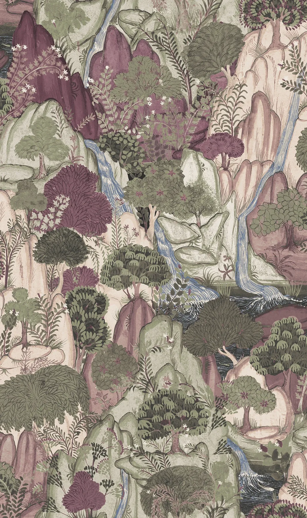 VR1556 | Falling Waters Plum Scenic Wallpaper