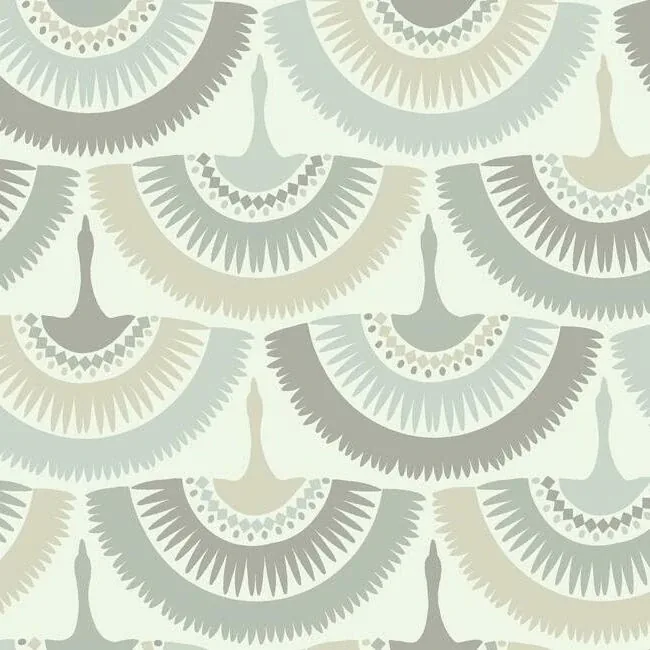 BO6643 | Feather & Fringe Cream & Blue Wallpaper