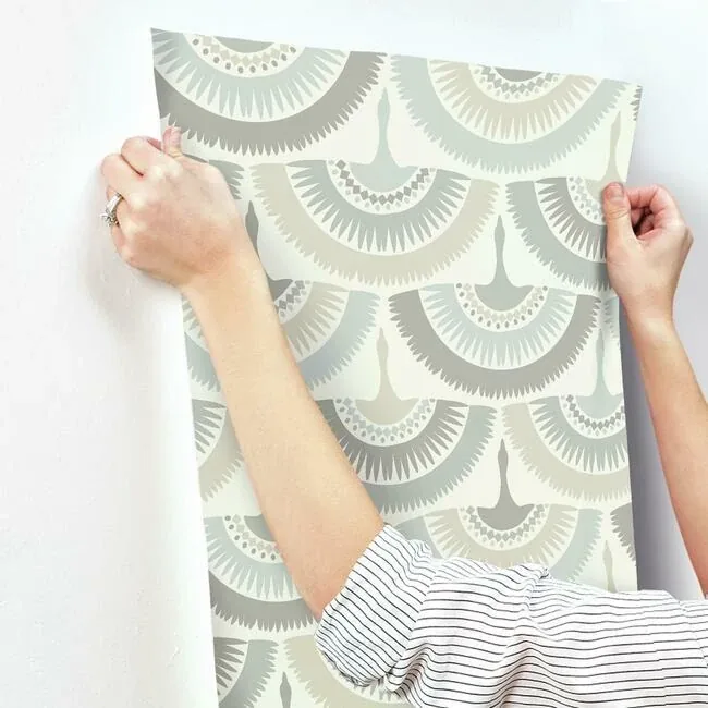 York Designer Series Feather & Fringe Cream & Blue Wallpaper - SKU BO6643