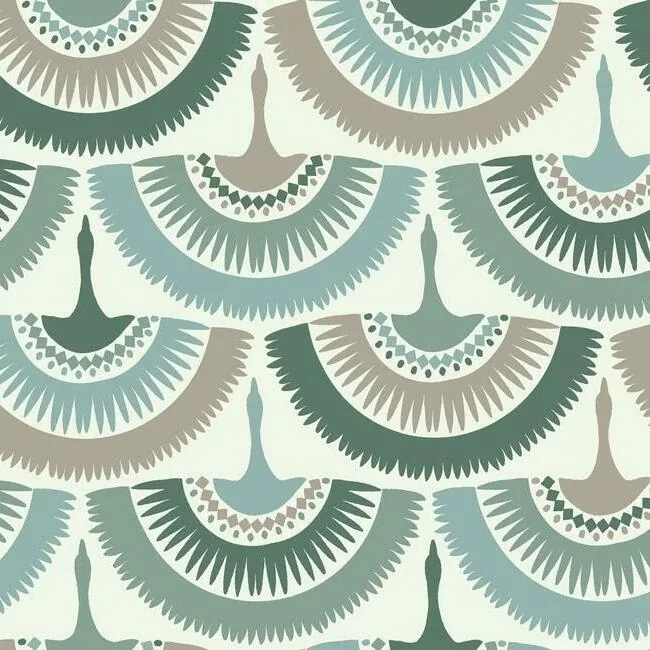 BO6644 | Feather & Fringe Green Wallpaper