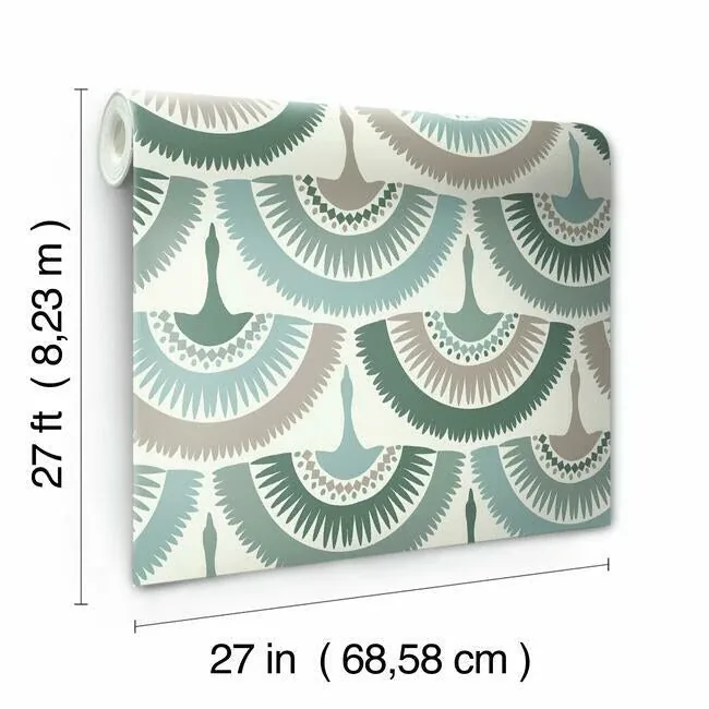 York Designer Series Feather & Fringe Green Wallpaper - SKU BO6644