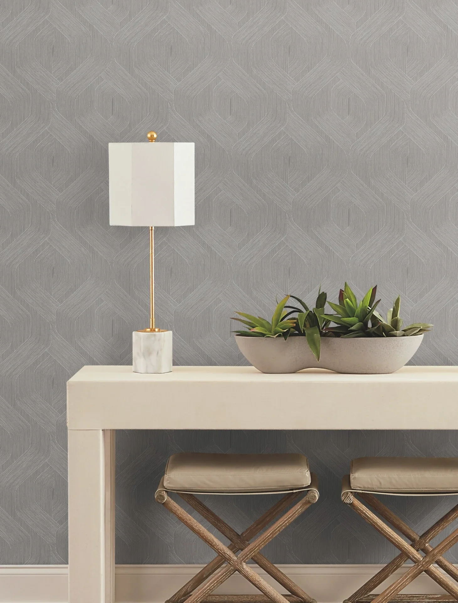York Designer Series Fine Line Grey Geometric Wallpaper - SKU NT6191
