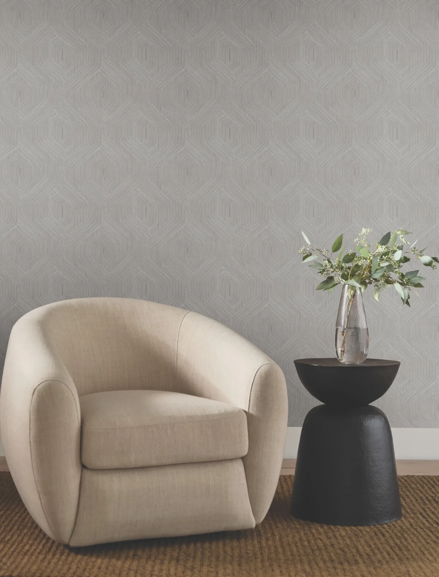 York Designer Series Fine Line Grey Geometric Wallpaper - SKU NT6191