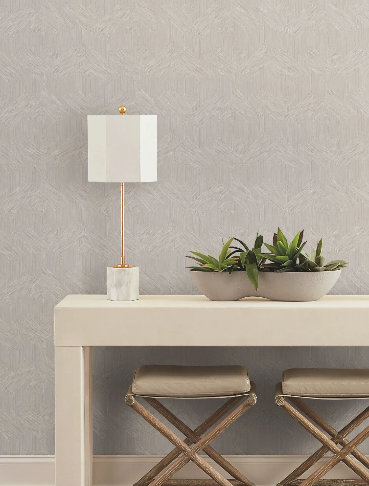 York Designer Series Fine Line Taupe Geometric Wallpaper - SKU NT6195