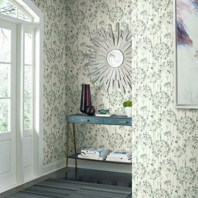 York Designer Series Flourish Blue & Grey Wallpaper - SKU CI2426