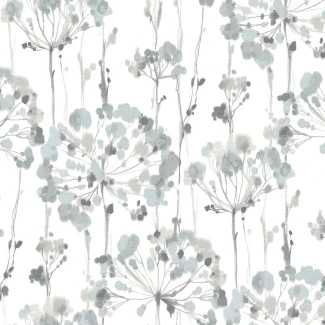 PSW1428RL | Flourish Sheer Blue & Grey Peel & Stick Wallpaper