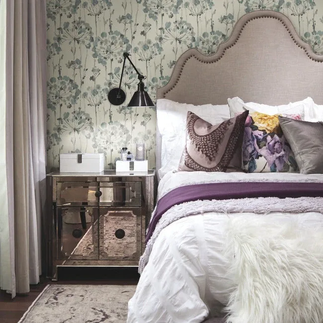 York Designer Series Flourish Sheer Blue & Grey Peel & Stick Wallpaper - SKU PSW1428RL