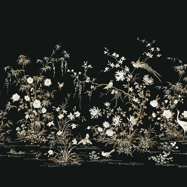 York Designer Series Flowering Vine Chino Black Wall Mural - SKU KT2264M