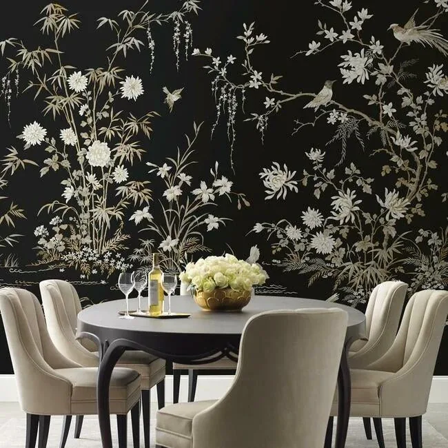 York Designer Series Flowering Vine Chino Black Wall Mural - SKU KT2264M