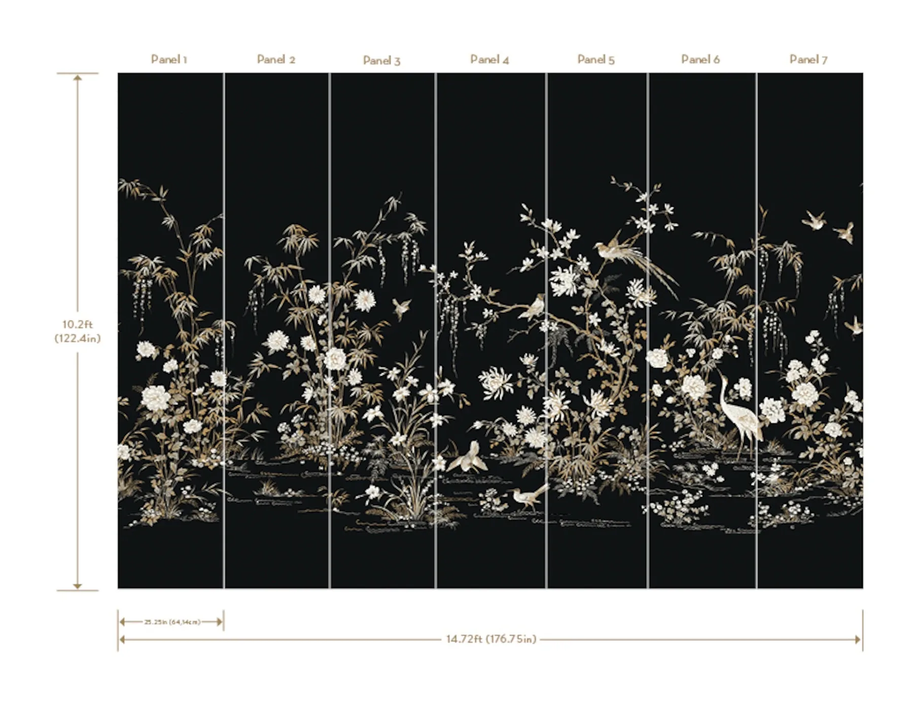York Designer Series Flowering Vine Chino Black Wall Mural - SKU KT2264M