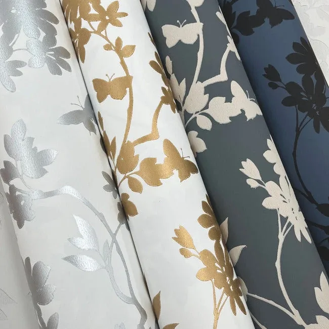 York Designer Series Flutter Vine Blue & Black Wallpaper - SKU DT5021