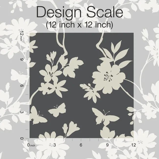 York Designer Series Flutter Vine Grey Wallpaper - SKU DT5025