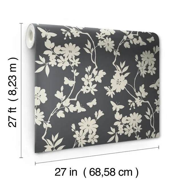 York Designer Series Flutter Vine Grey Wallpaper - SKU DT5025