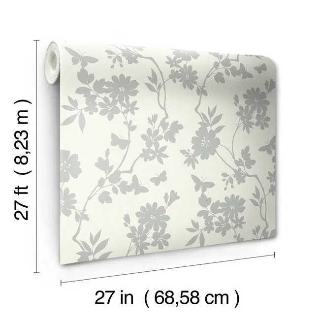 York Designer Series Flutter Vine White & Silver Wallpaper - SKU DT5023