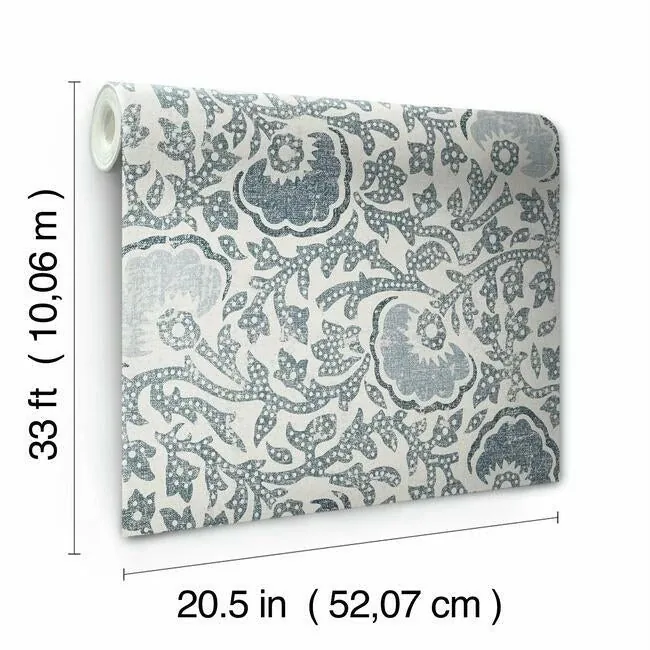 York Designer Series Fontaine Blue & Grey Wallpaper - SKU CH1441