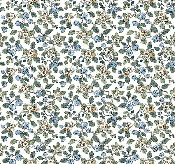 York Designer Series Framboise Blue Berry Vines Wallpaper - SKU VP1413