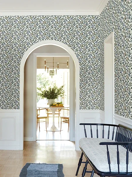 York Designer Series Framboise Blue Berry Vines Wallpaper - SKU VP1413