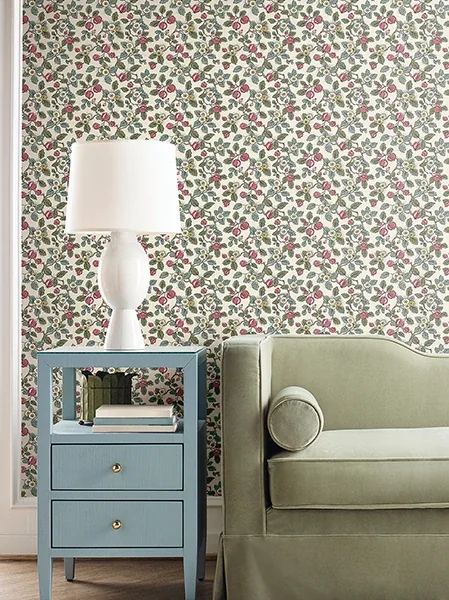York Designer Series Framboise Merlot Berry Vines Wallpaper - SKU VP1411