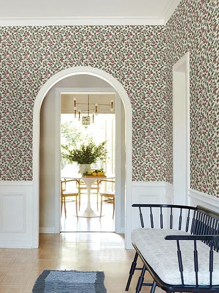 York Designer Series Framboise Merlot Berry Vines Wallpaper - SKU VP1411