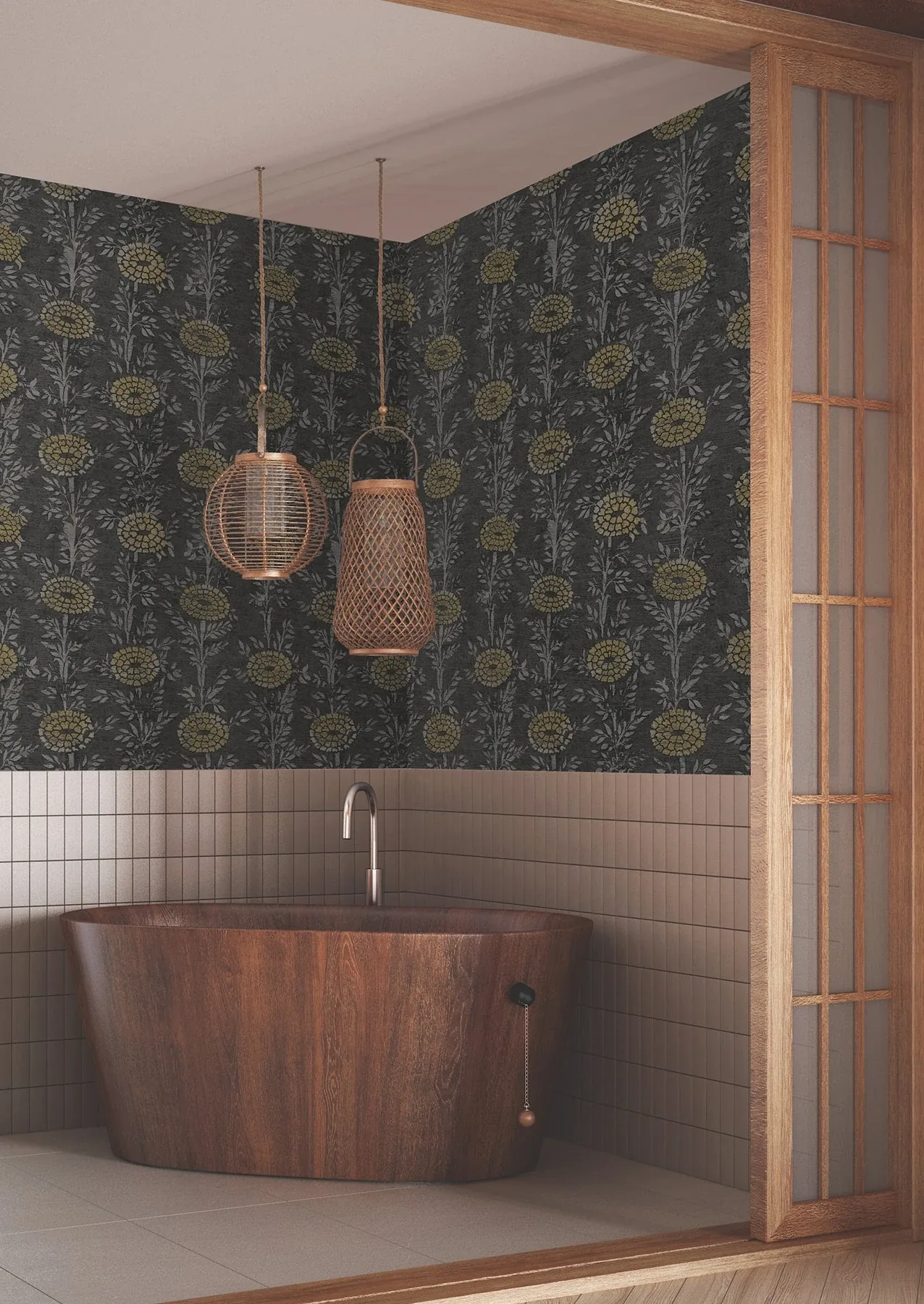 York Designer Series French Marigold Black & Gold Wallpaper - SKU ZA8017