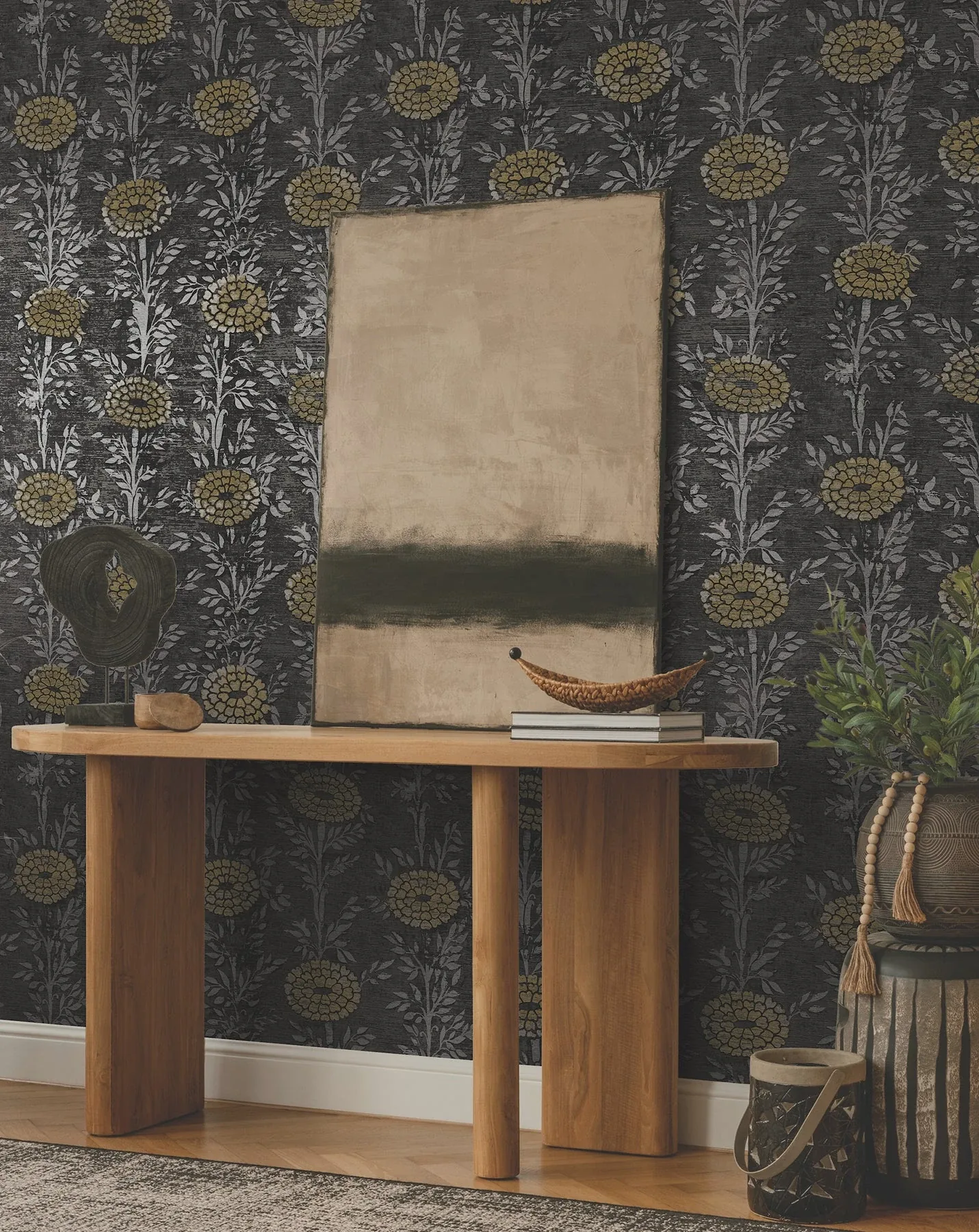 York Designer Series French Marigold Black & Gold Wallpaper - SKU ZA8017