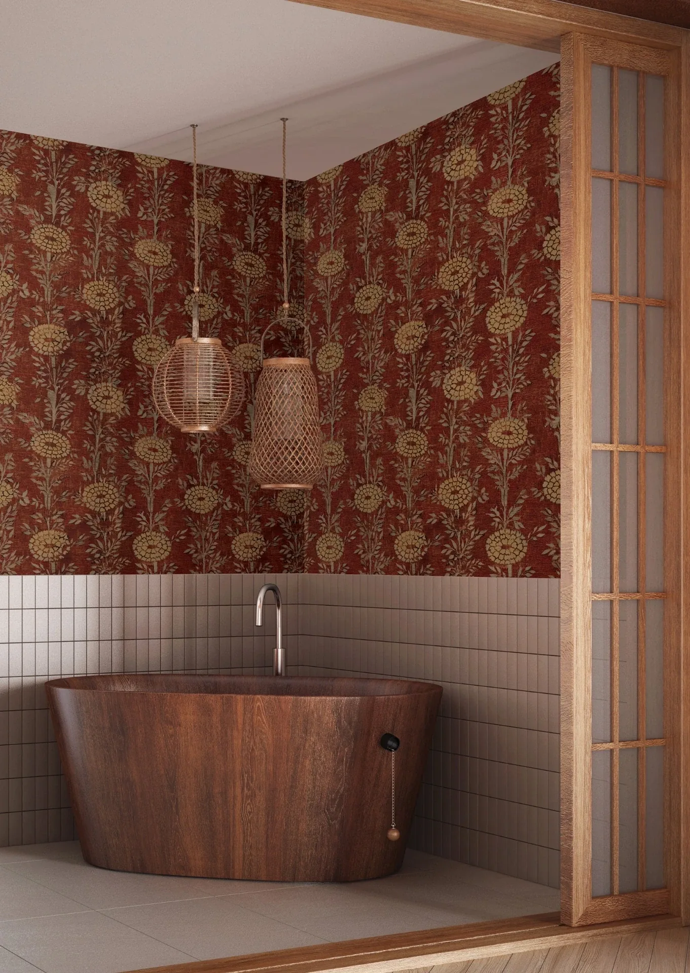 York Designer Series French Marigold Red & Gold Wallpaper - SKU ZA8019