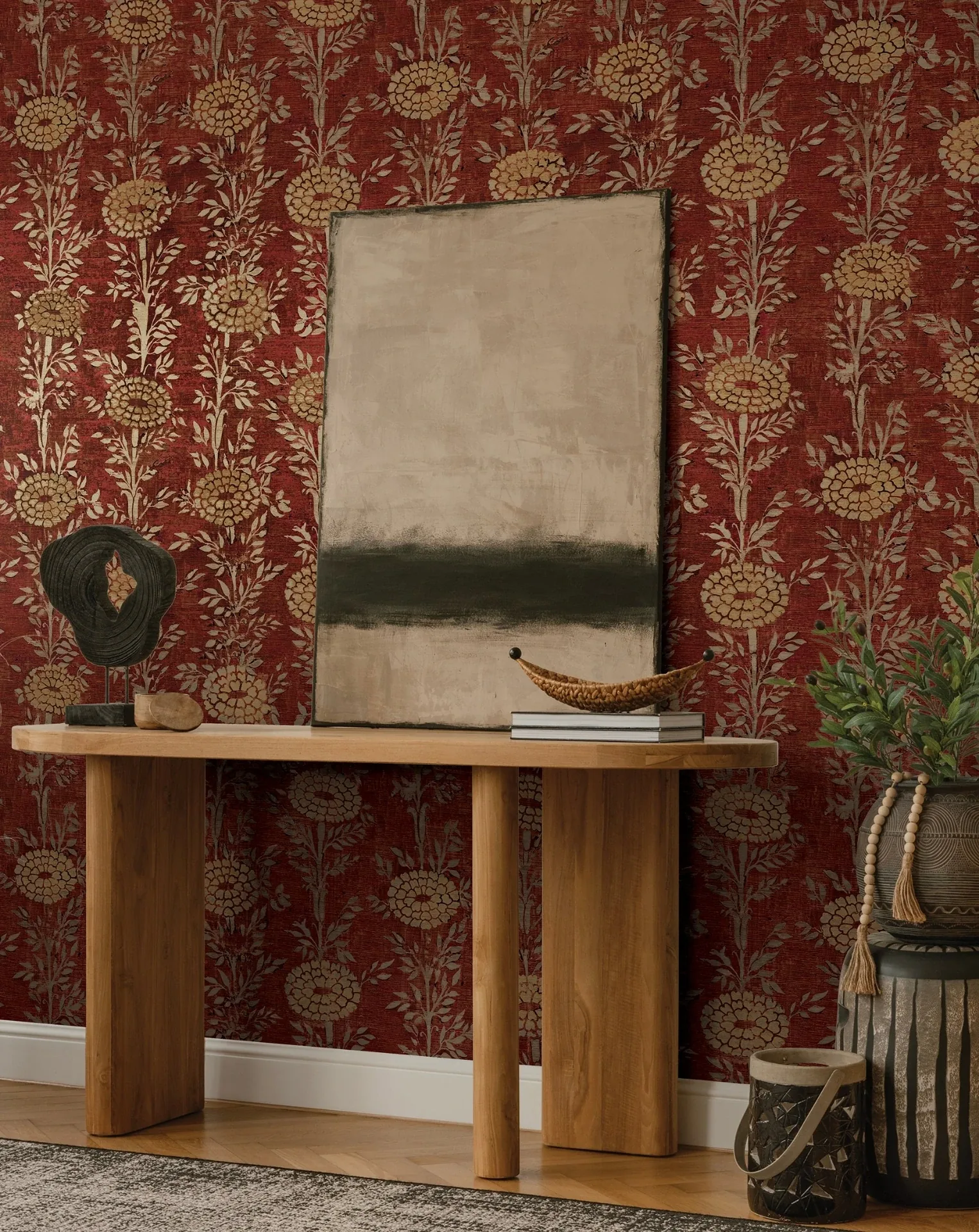 York Designer Series French Marigold Red & Gold Wallpaper - SKU ZA8019