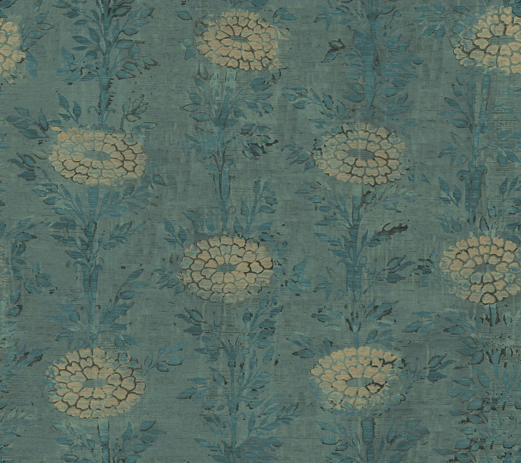 AF6519 | French Marigold Teal Green & Gold Wallpaper