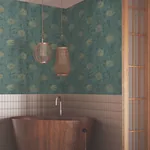 York Designer Series French Marigold Teal Green & Gold Wallpaper - SKU AF6519
